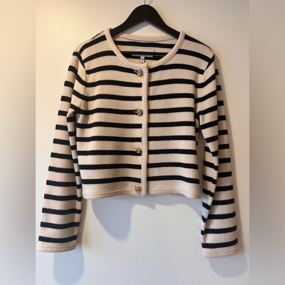 Derek Lam 10 Crosby Stripe Crewneck Cardigan